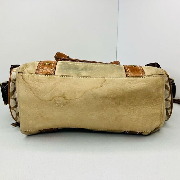 COACH #10002 Gold & Patchwork Leather Trim Tote / Shoulder Bag - Picture 7 of 14